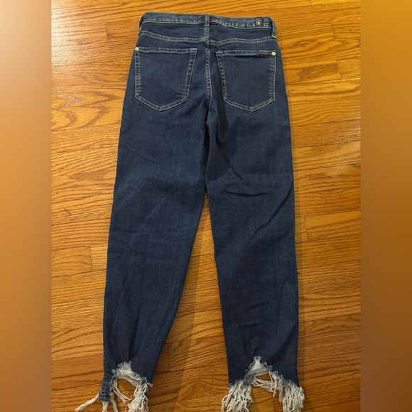 Seven for all Mankind High Waisted Cropped Straight Jeans with Chewed Hem - Picture 3 of 11